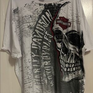 Harley-Davidson White and Gray Skull Graphic Tee